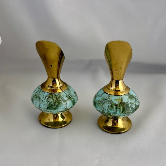 VTG DELFT HOLLAND 6.5” Brass Marbled Ceramic Pitcher Vase Hand Painted Blue Gold - Picture 5 of 7